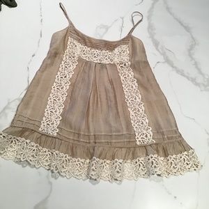 BCBG tank top with lace scalloping on the bottom